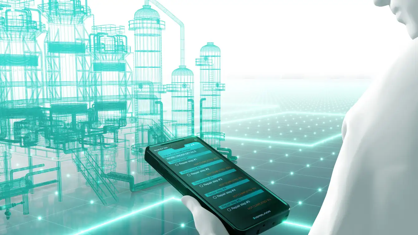 mobile worker with Smart-Ex 203 in a chemical plant mobile worker with Smart-Ex 203 in a chemical plant