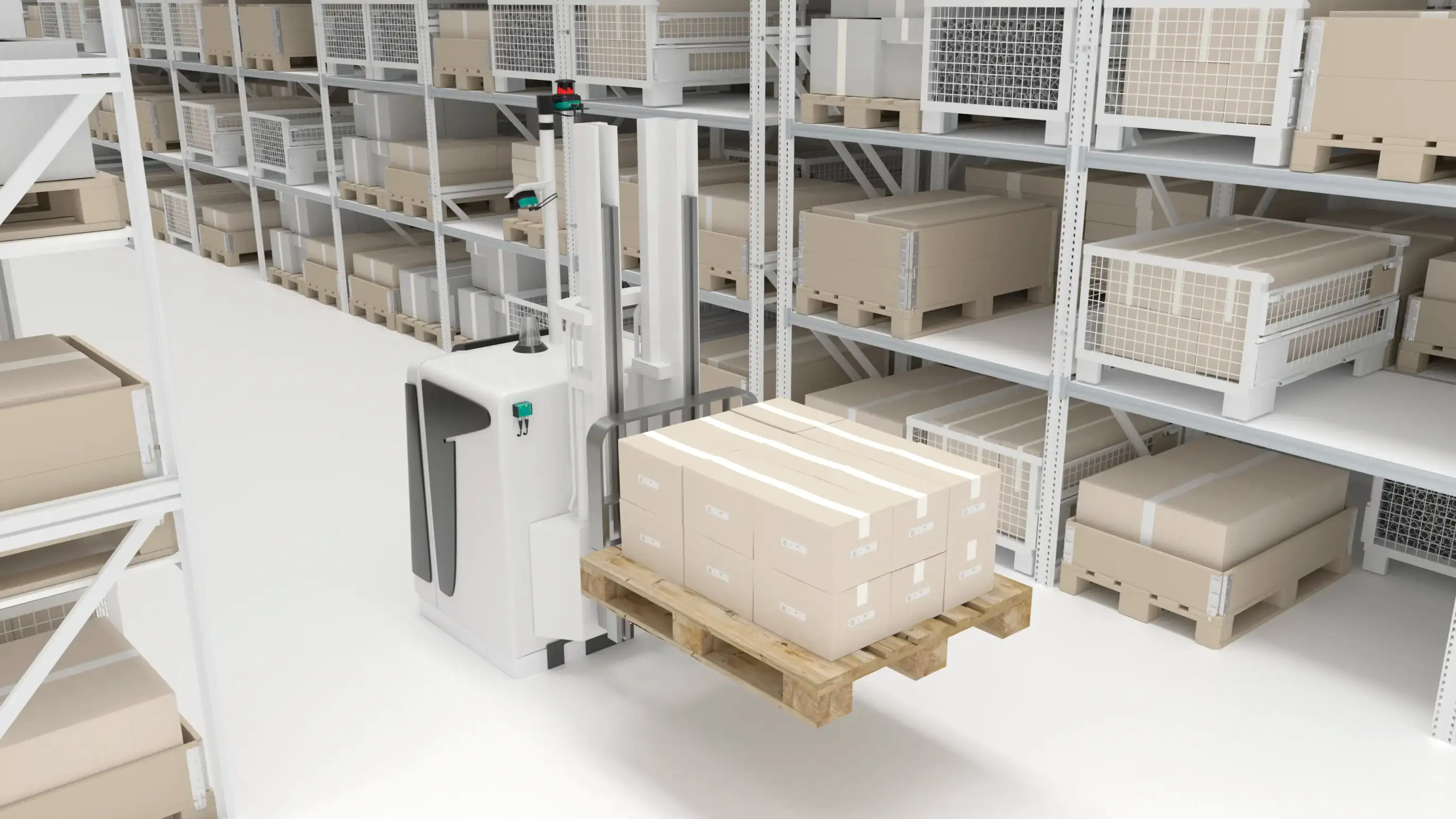 The F190 series read/write head installed in the fork carriage of a forklift The F190 series read/write head installed in the fork carriage of a forklift