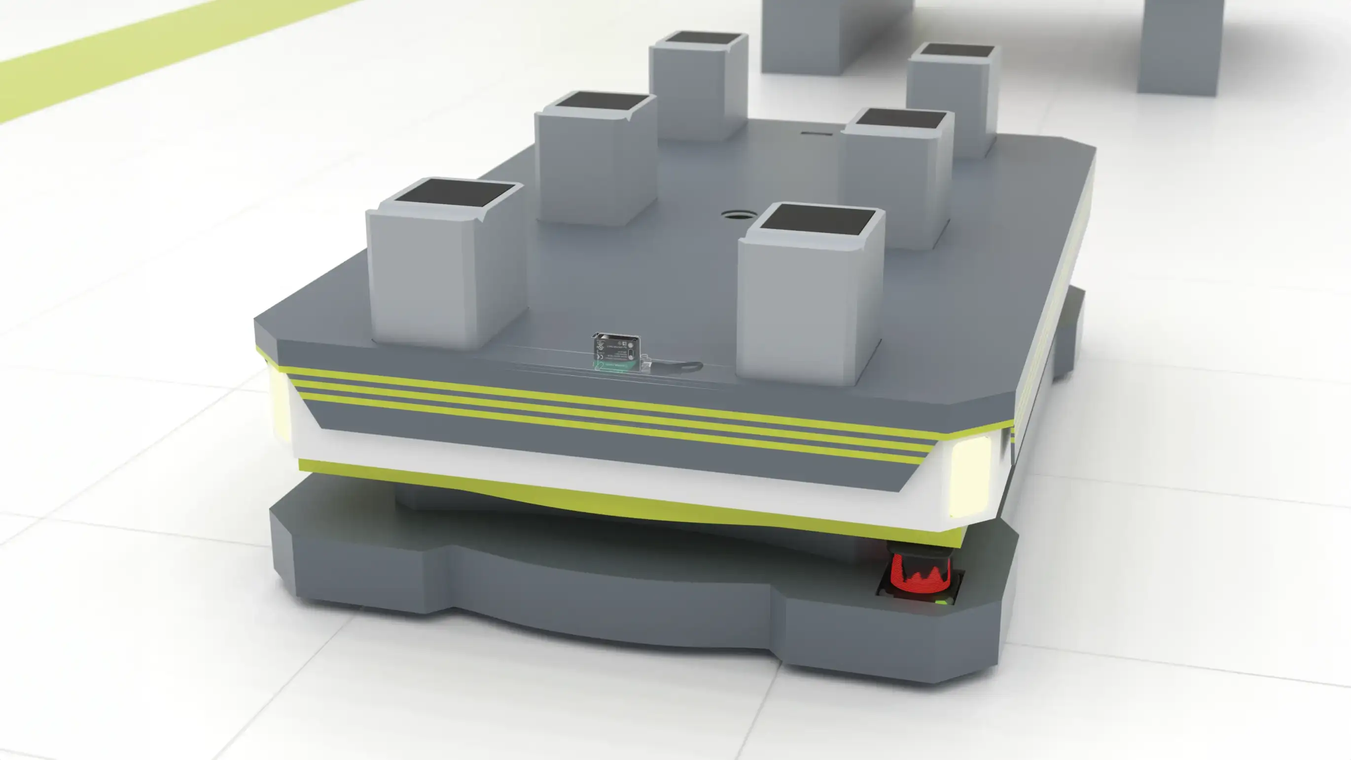 AGV pallet base detection using photoelectric sensors with MPT, close up AGV pallet base detection using photoelectric sensors with MPT, close up