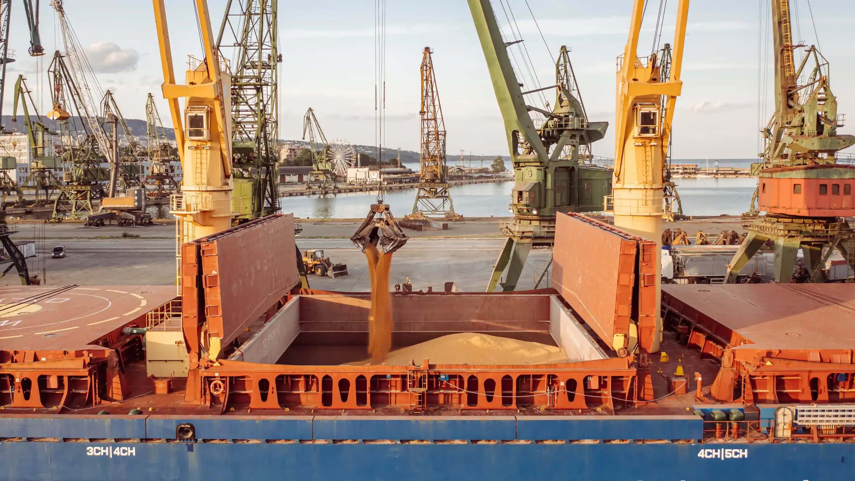 Loading of ship in a harbor