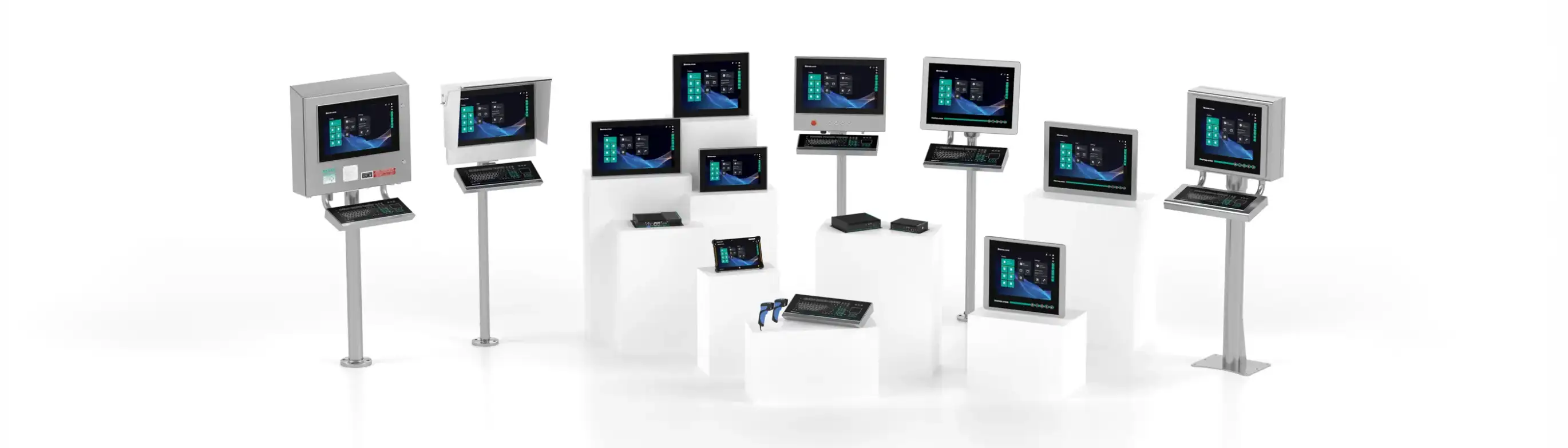 several industrial monitors, industrial box thin clients, box PCs and peripheral devices several industrial monitors, industrial box thin clients, box PCs and peripheral devices