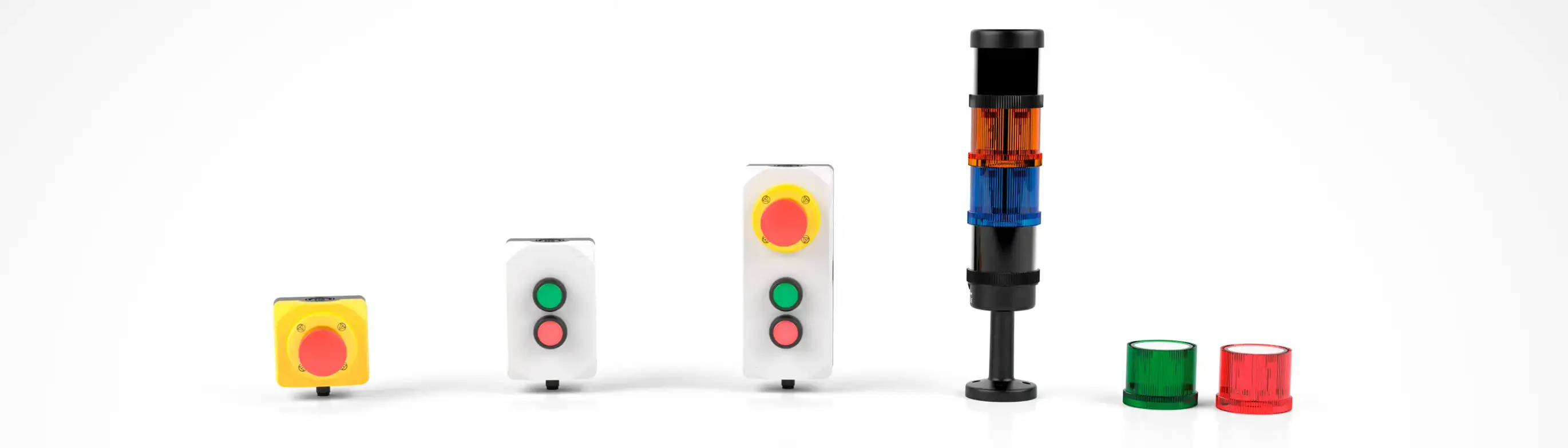 overview of push button boxes, stack lights and buzzer elements overview of push button boxes, stack lights and buzzer elements