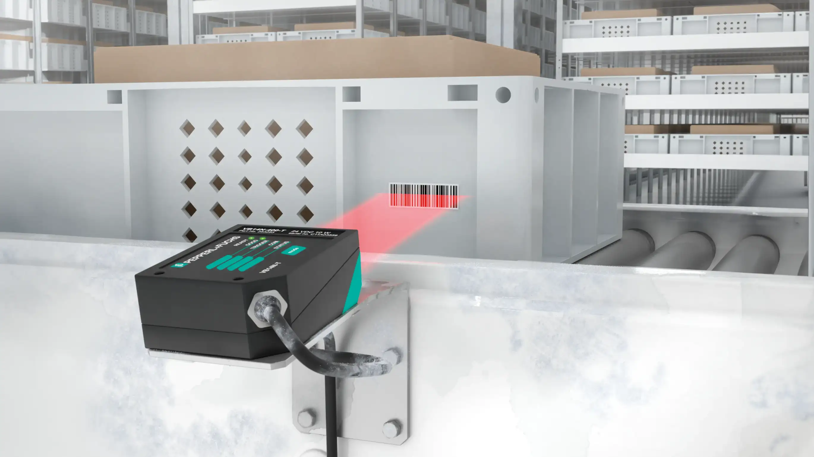With its compact design, the VB14NT barcode scanner can be used in limited spaces With its compact design, the VB14NT barcode scanner can be used in limited spaces