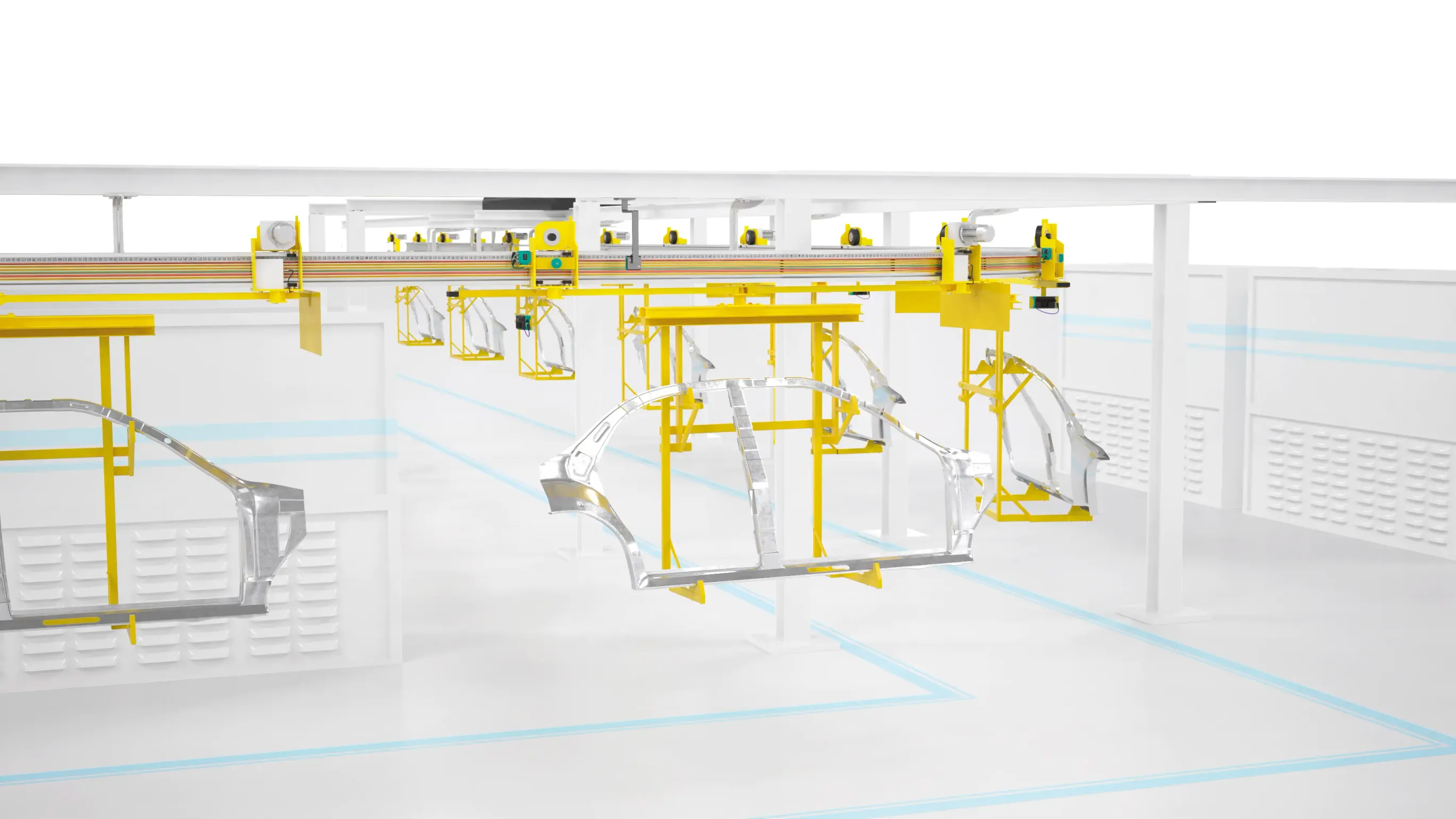 The PXV absolute positioning system installed along the rail The PXV absolute positioning system installed along the rail