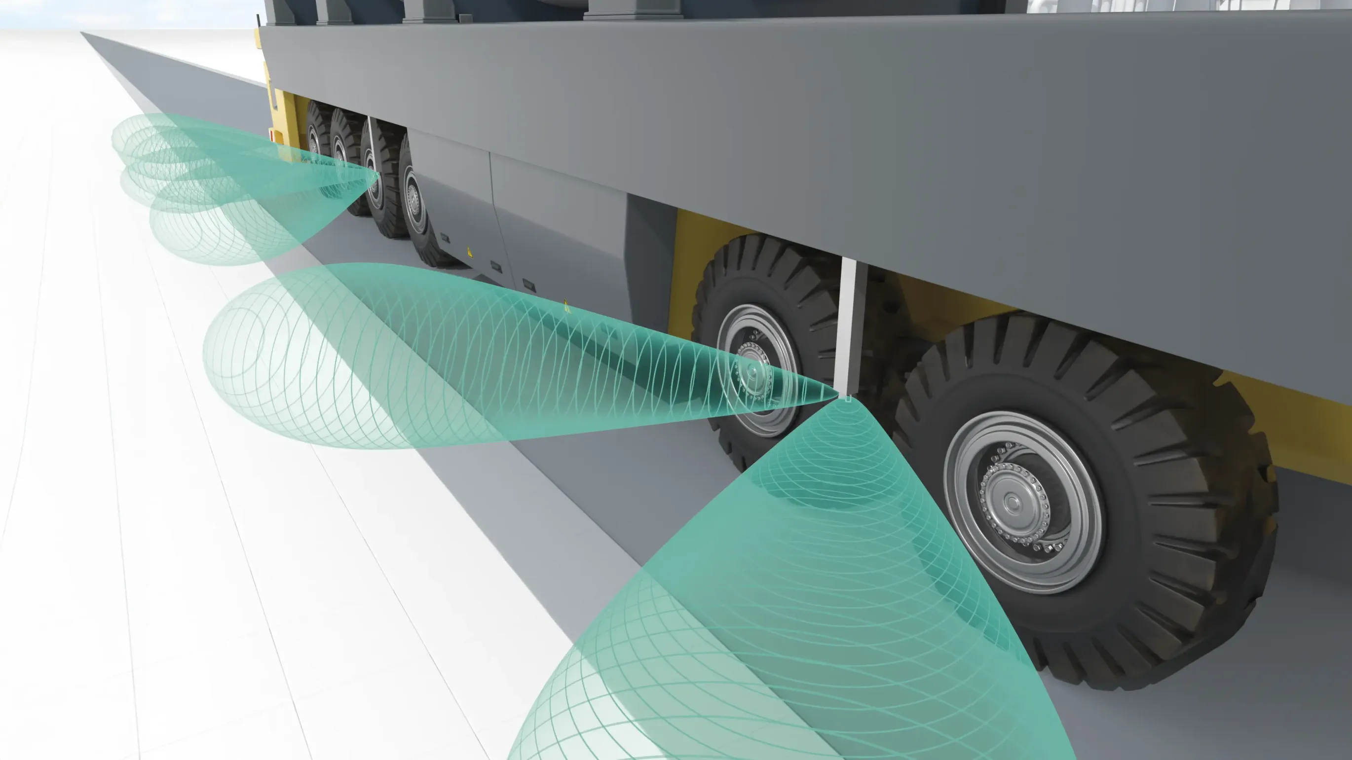 USi-safety ultrasonic sensor system protecting lateral area of large AGV outdoors USi-safety ultrasonic sensor system protecting lateral area of large AGV outdoors