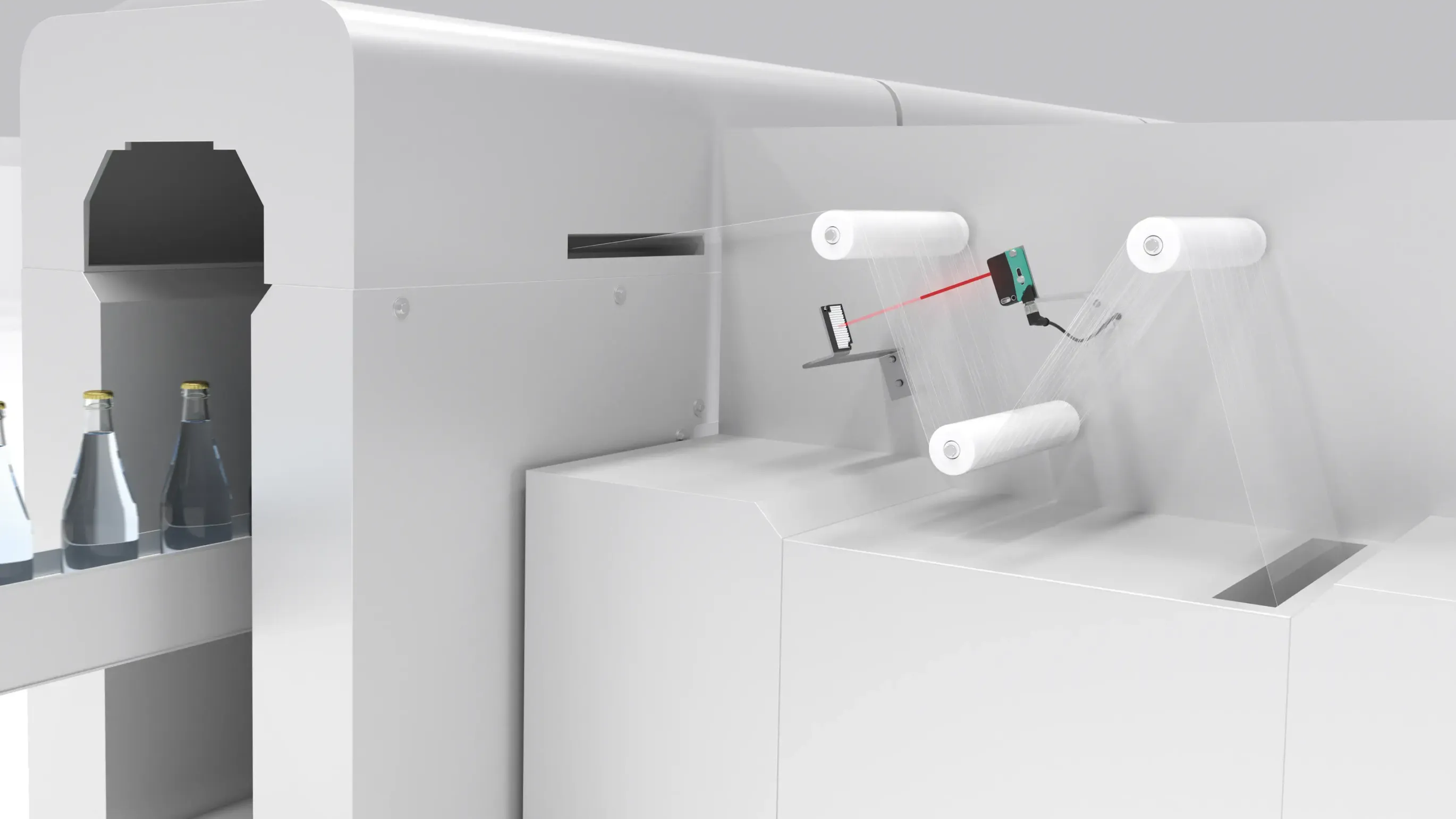 Reliable Detection of Transparent PET Film in Bottling Plants