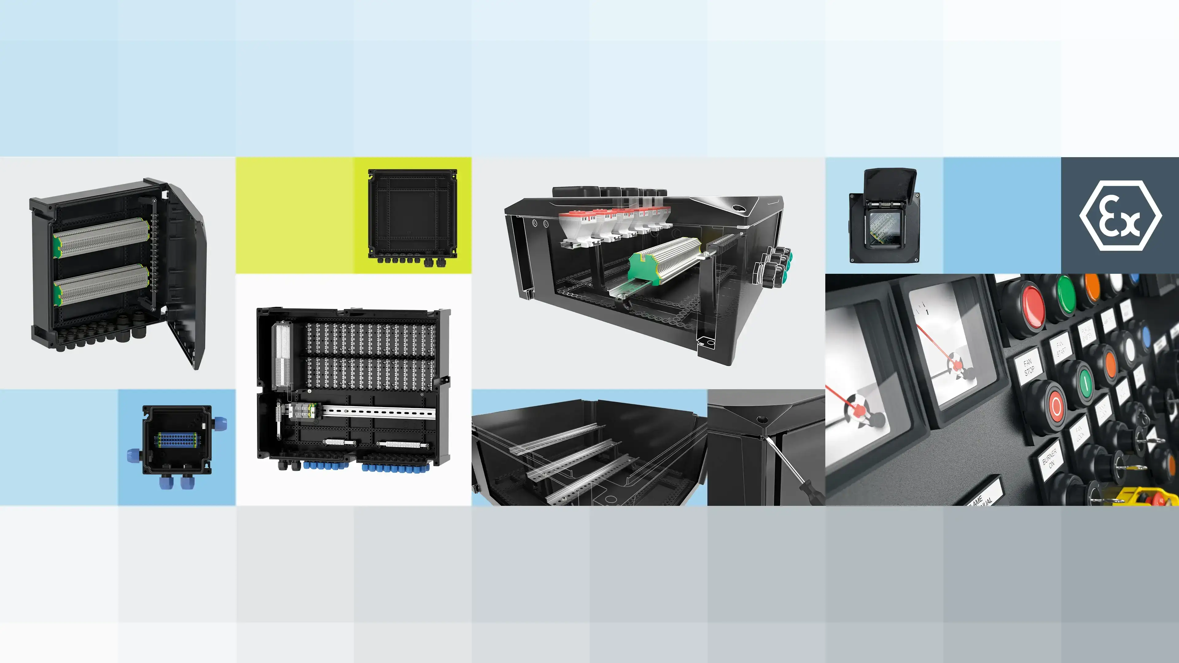 Key visual showing GR series enlosure features and applications