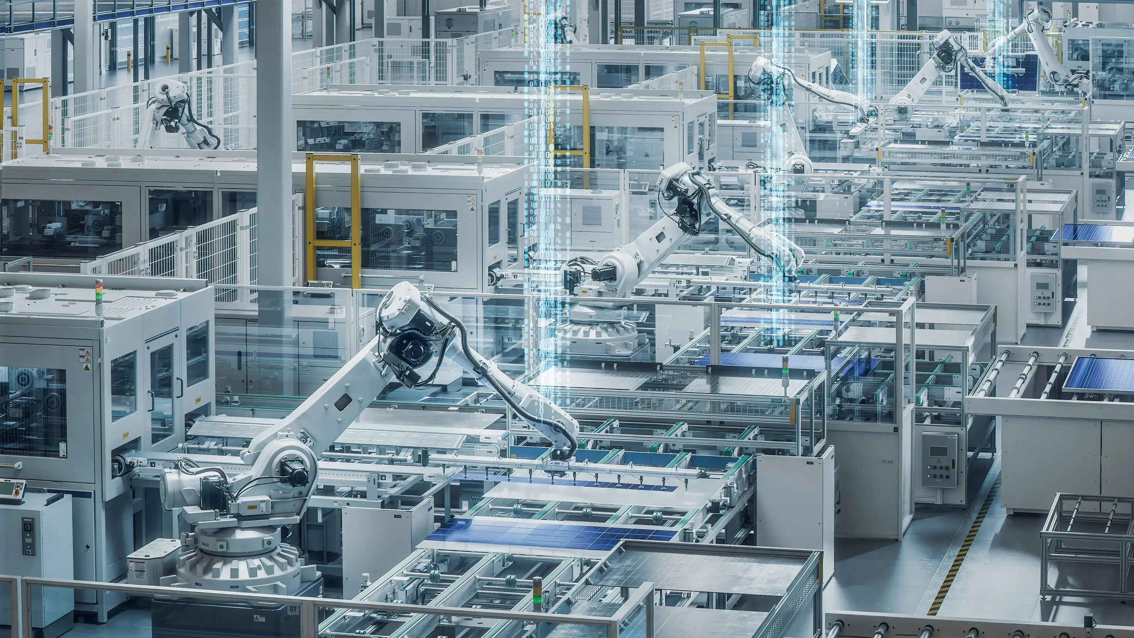 IIoT key visual showing robots in material handling