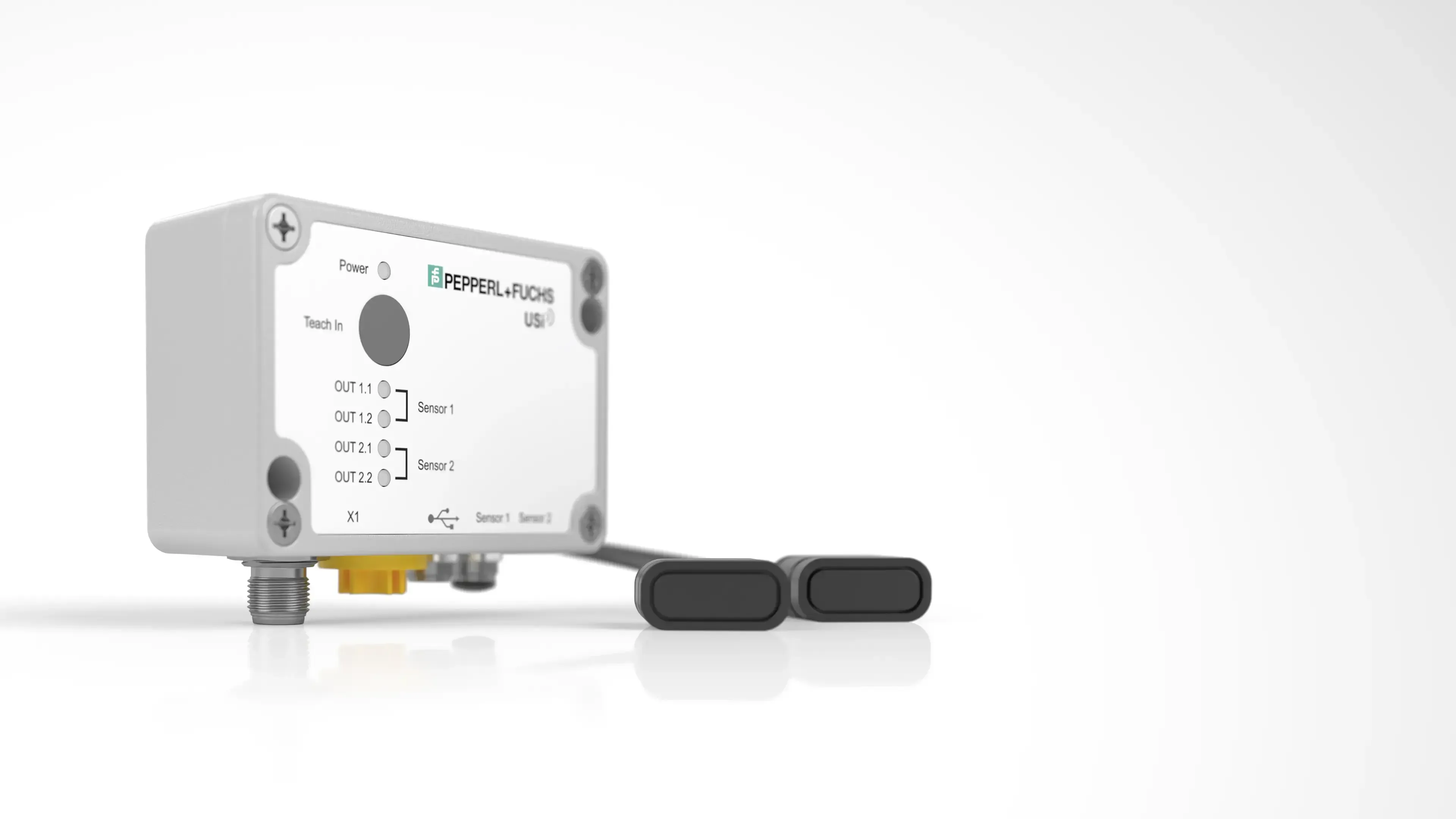 Ultrasonic sensor system USi-industry with two connected ultrasonic transducers