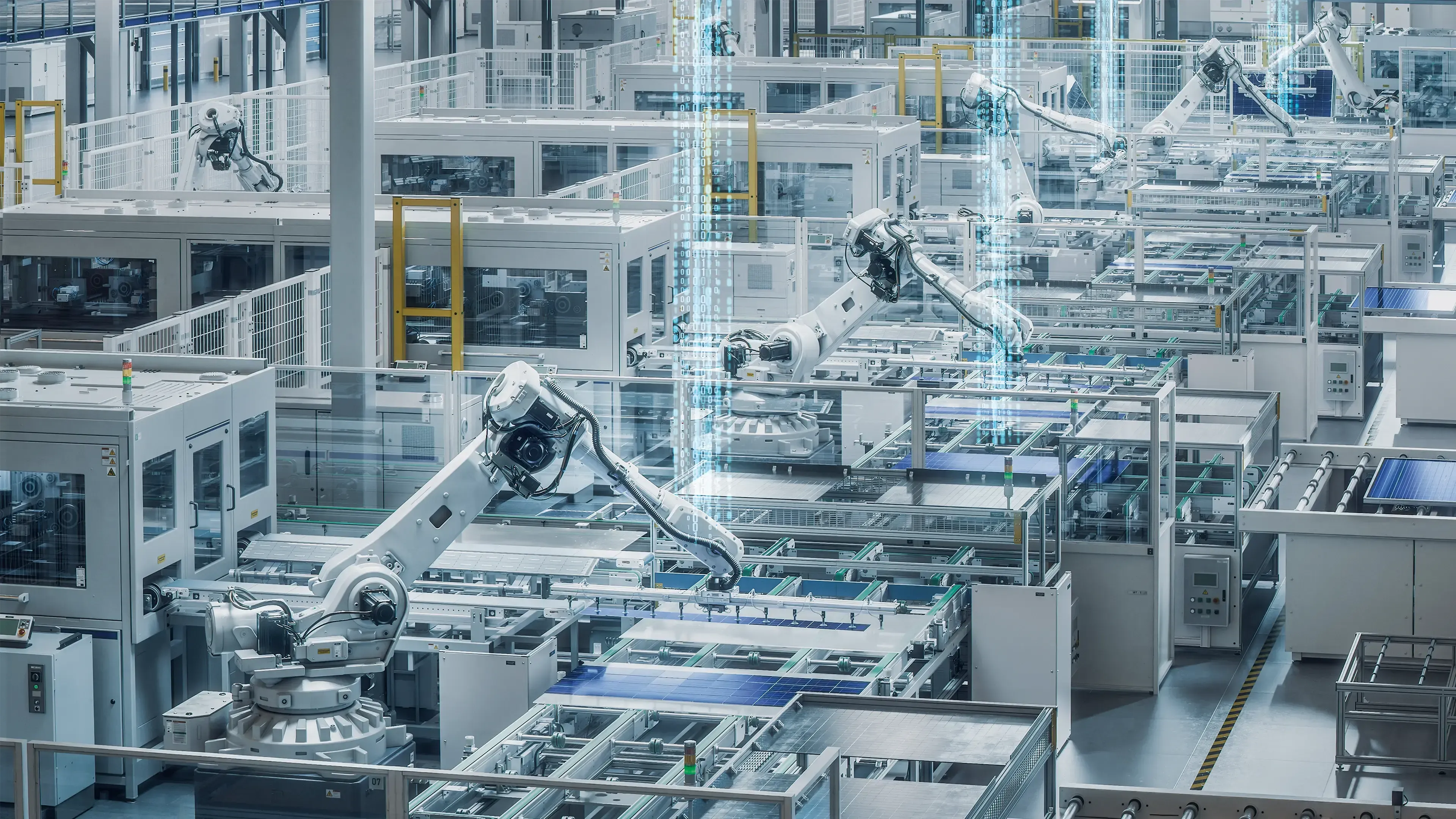 IIoT key visual showing robots in material handling