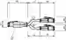 Dimensions: Cable de conexión Y DT2S/DT2S-G-1M-PUR-O1-T-DT4S-G