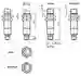 Abmessungen: Einweg-Lichtschranke (Paar) OBE15M-18GM60A-SE5-V1