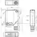 Dimensions: Sensor óptico de barrera por reflexión láser OBR25M-R200-2EP-IO-V15-L