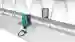 An R201 photoelectric sensor that reliably detects transparent bottles in a bottling plant.