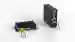 An industrial box thin client with secured interfaces next to a standard thin clients without locking