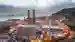 Aerial view of refinery located near sea