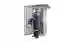 Mobile worker in front of opened switch cabinet with purge and pressurization protection